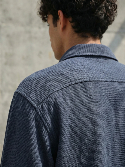 Graphite Color Textured Design Jacquard Fabric Shirt