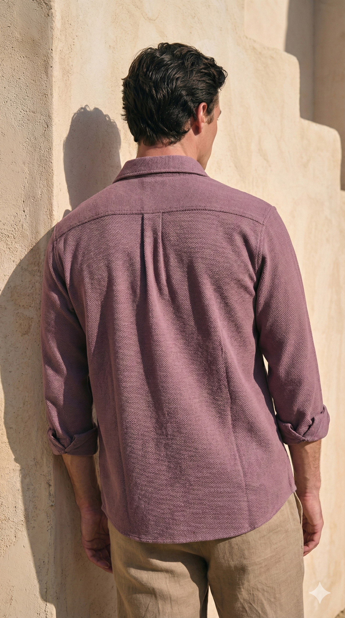 Mauve Color Textured Design Jacquard Fabric Shirt