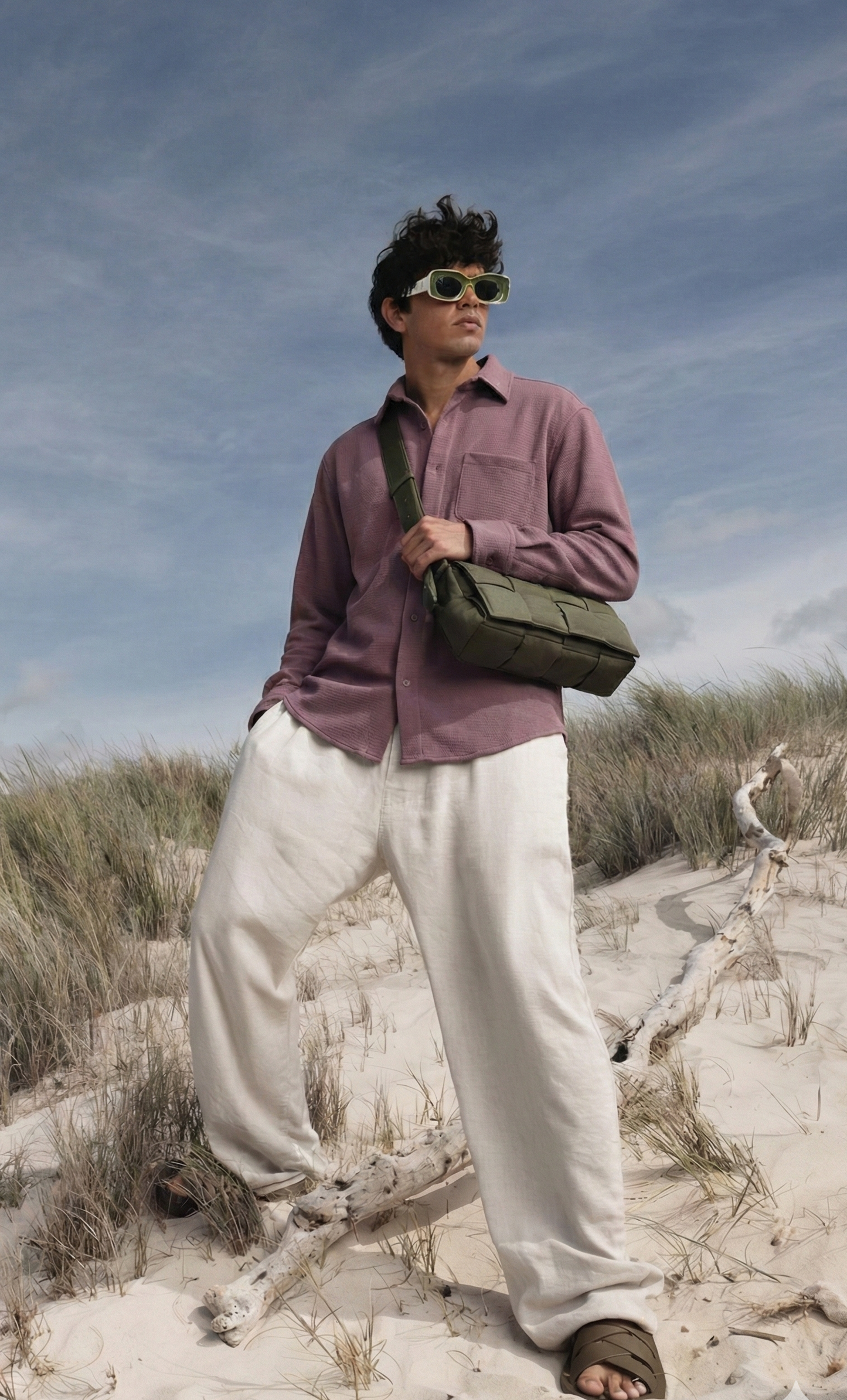 Mauve Color Textured Design Jacquard Fabric Shirt