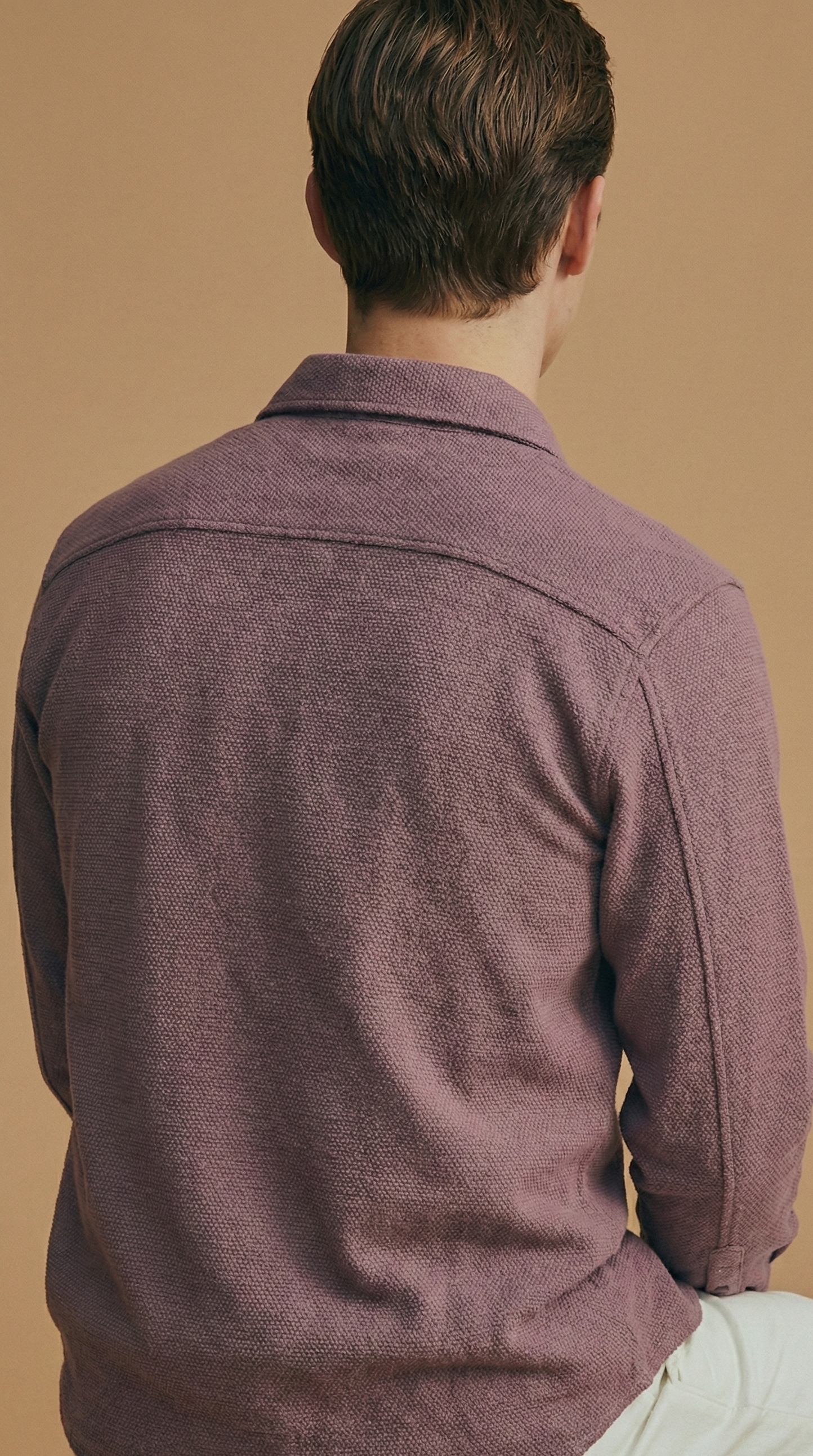 Mauve Color Textured Design Jacquard Fabric Shirt