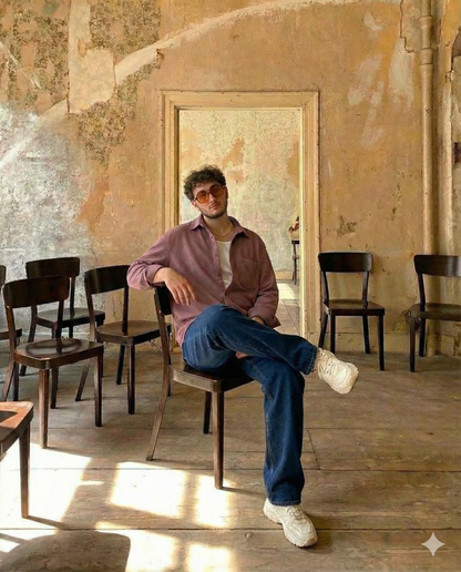 Mauve Color Textured Design Jacquard Fabric Shirt