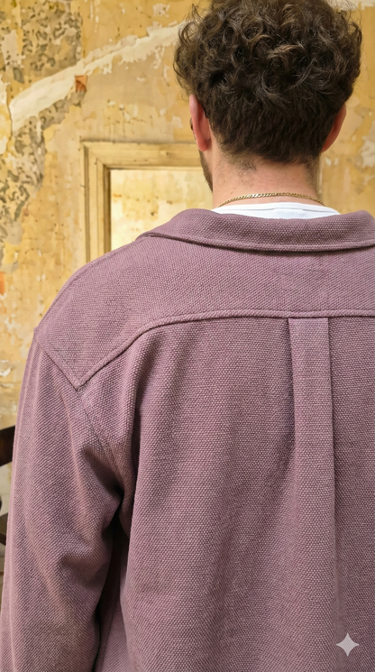 Mauve Color Textured Design Jacquard Fabric Shirt