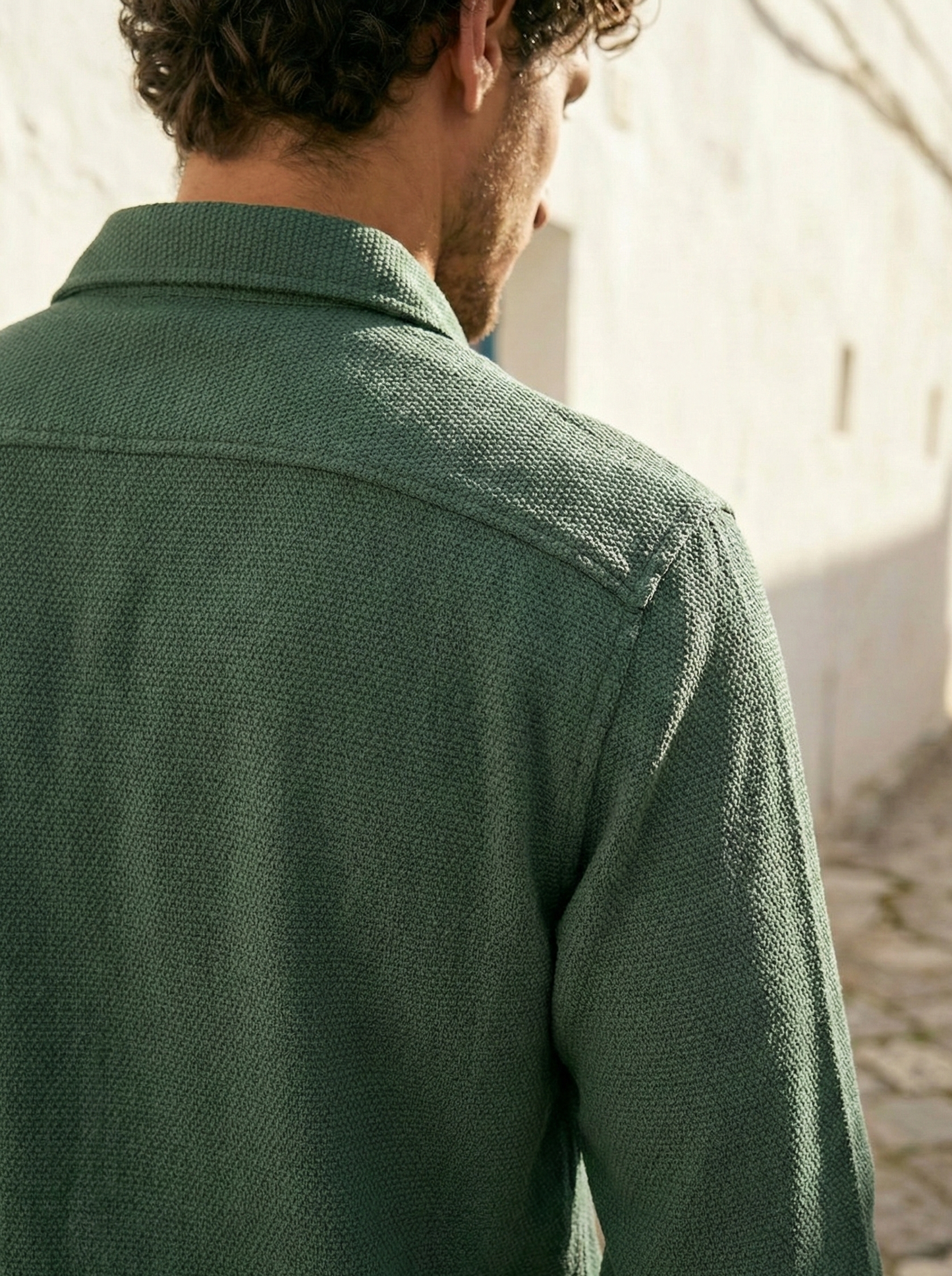 Royal Green Color Textured Design Jacquard Fabric Shirt