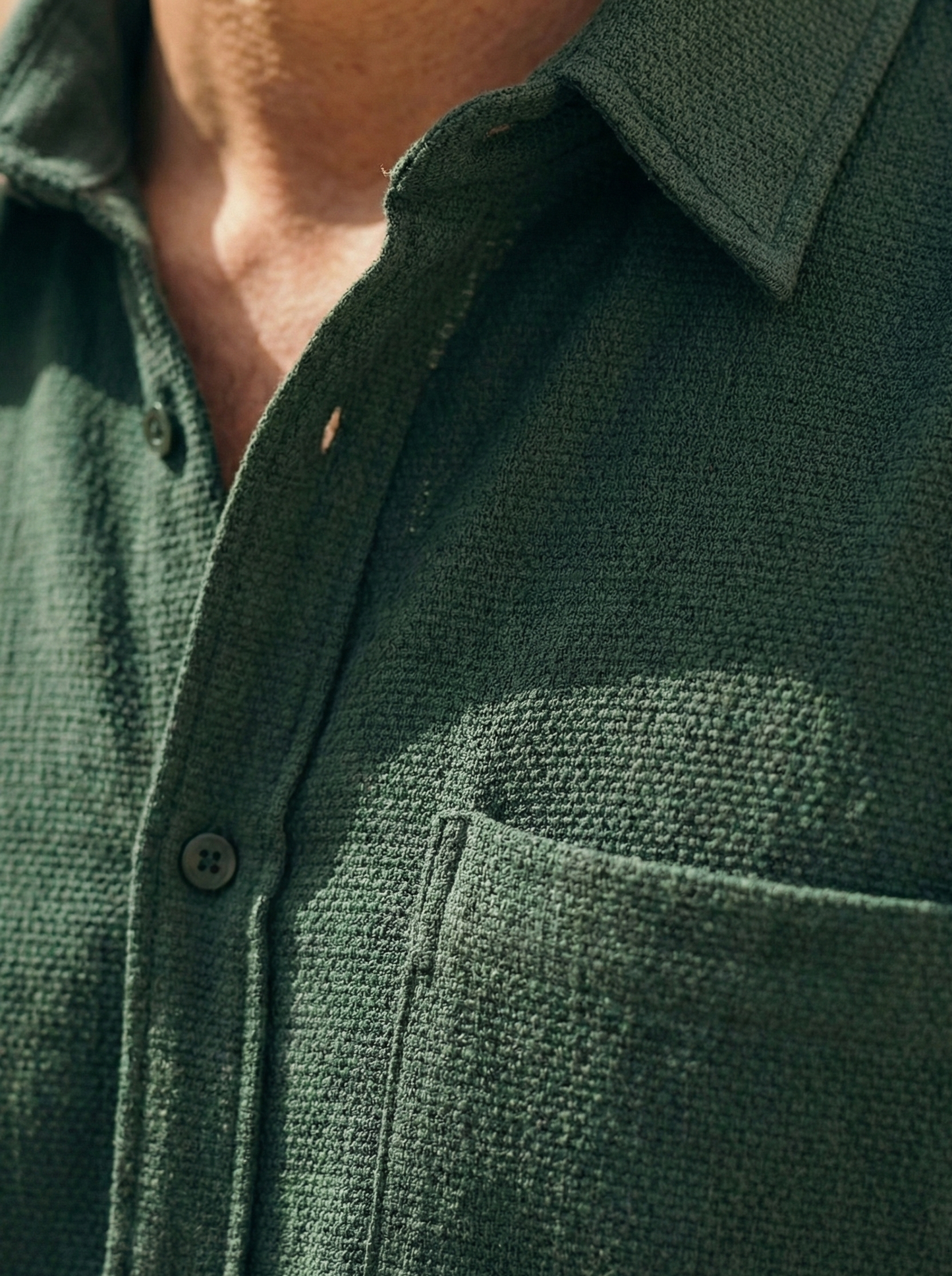 Royal Green Color Textured Design Jacquard Fabric Shirt