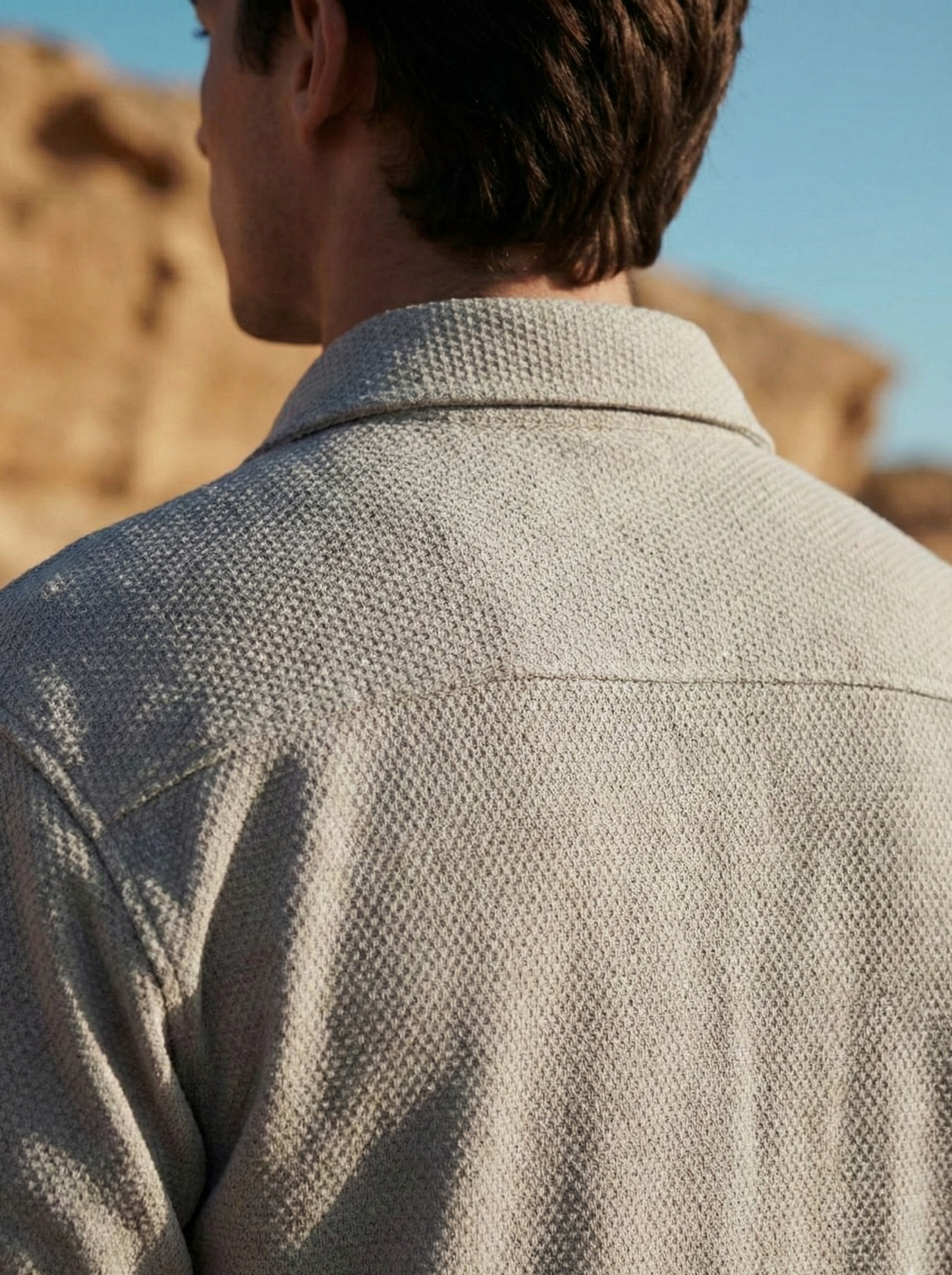 Grey Color Textured Design Jacquard Fabric Shirt