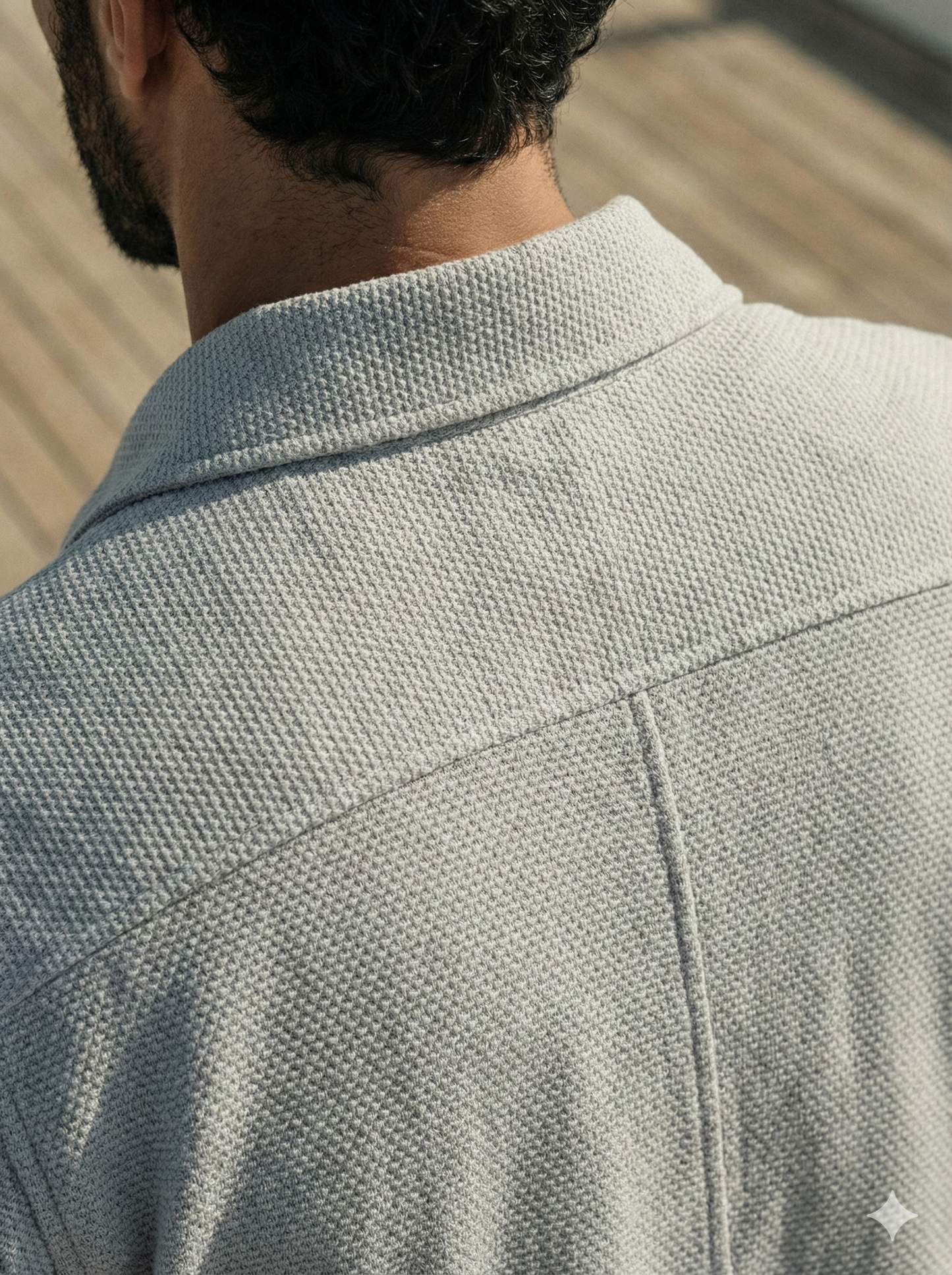 Smoke Color Textured Design Jacquard Fabric Shirt