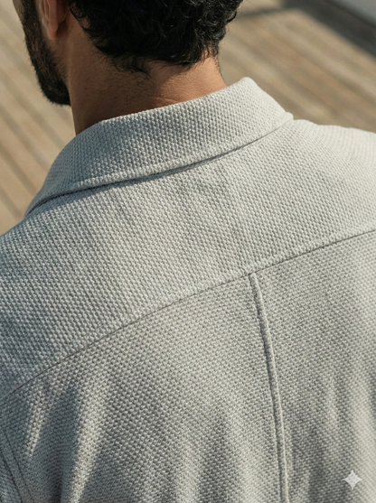 Smoke Color Textured Design Jacquard Fabric Shirt