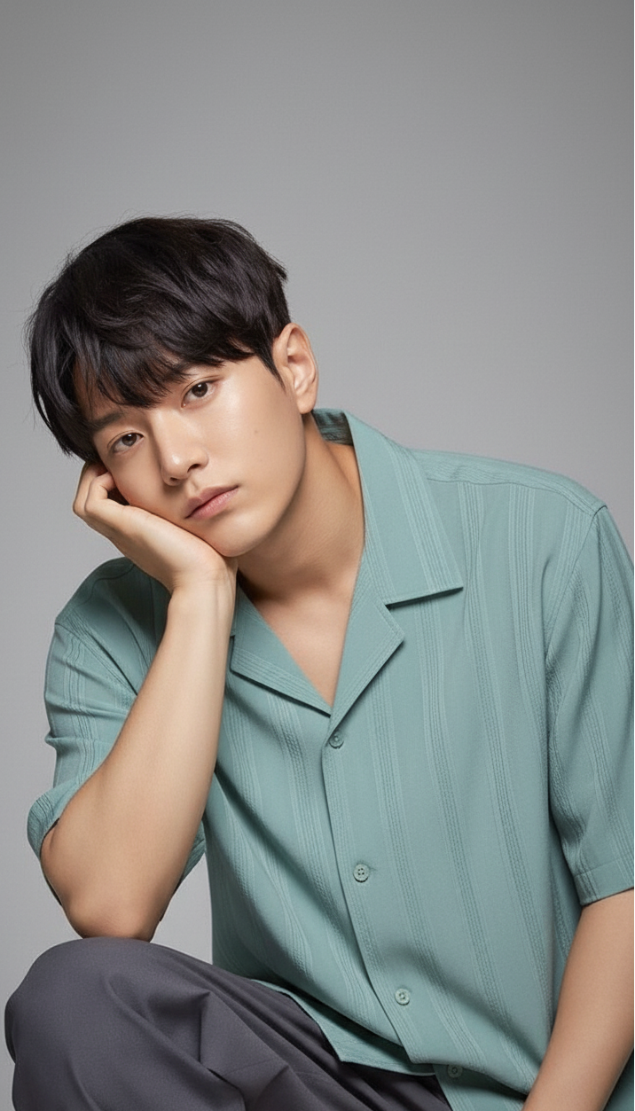 Half Sleeves Cyan Color Striped Self Design Knitted Shirt