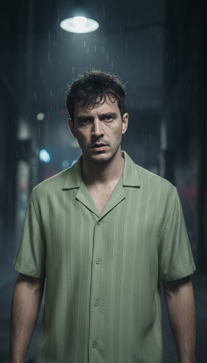 Half Sleeves Light Green Color Striped Self Design Knitted Shirt