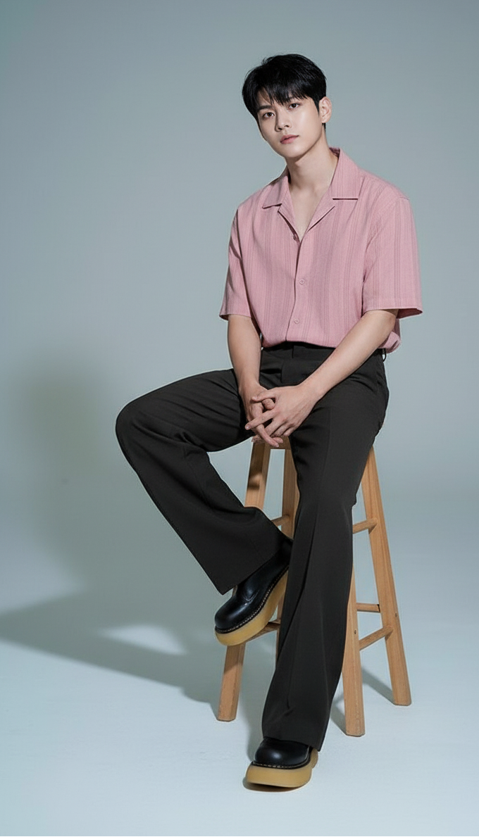 Half Sleeves Mauve Color Striped Self Design Knitted Shirt