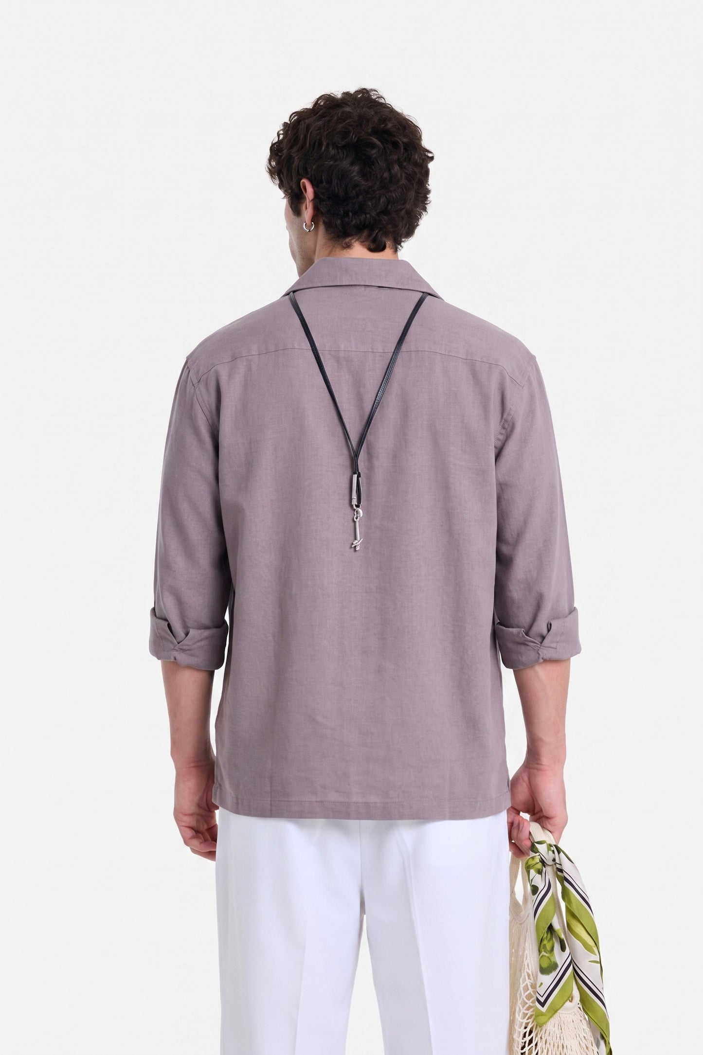 Rose Grey Cotton Button-Down Shirt – Relaxed Fit, Breathable Everyday Essential