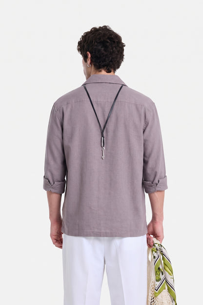 Rose Grey Cotton Button-Down Shirt – Relaxed Fit, Breathable Everyday Essential