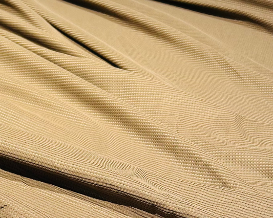 Beige Color knitted And Jacquard Fabric (Width 58 Inches)