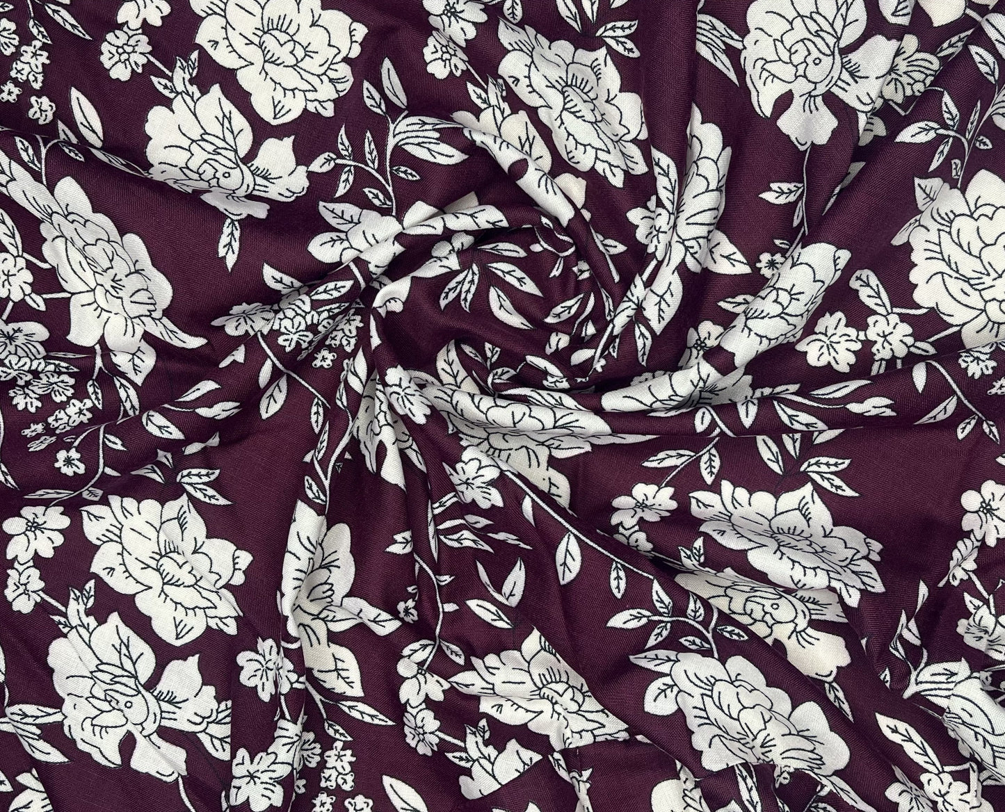 Floral Print Maroon Color Pure Cotton Fabric (Width 58 Inches)