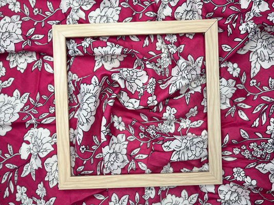 Floral Print Pink Color Pure Cotton Fabric (Width 58 Inches)