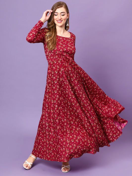 Women Floral Print Anarkali Kurta