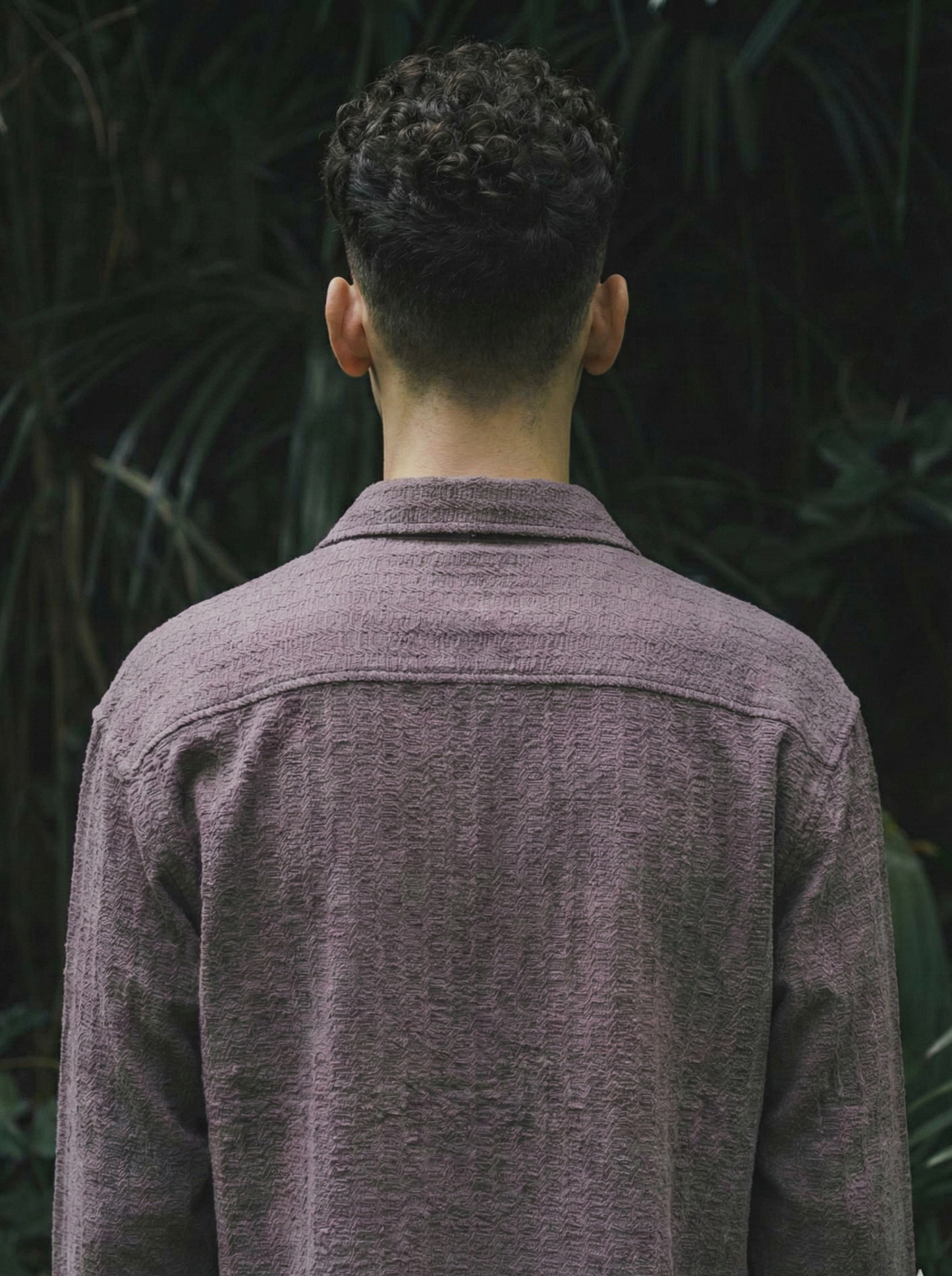 Purple Color Embroidered Stripes Design Jacquard Fabric Shirt