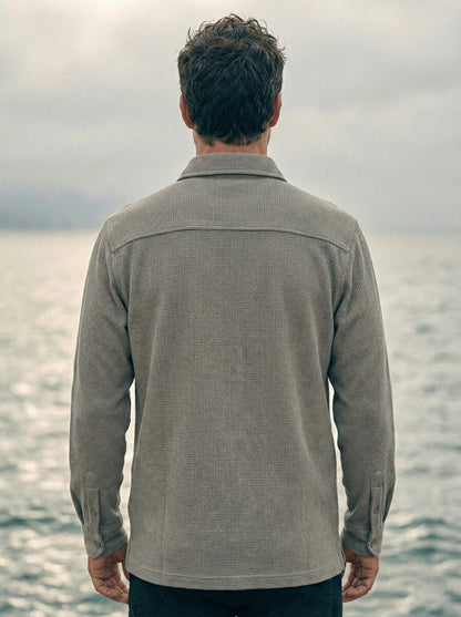 Grey Color Double Side Patch Pocket Knitted Fabric Shirt