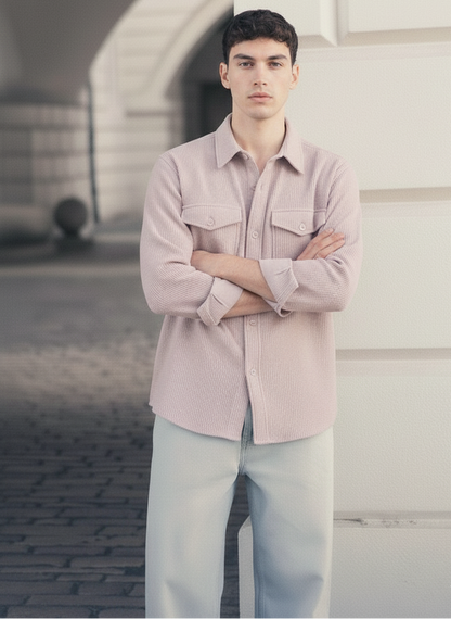 Purple Color Double Side Patch Pocket Knitted Shirt