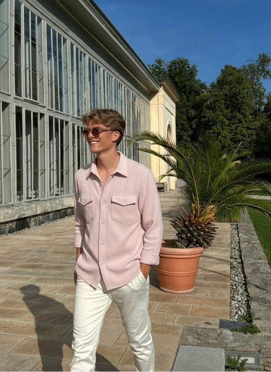 Purple Color Double Side Patch Pocket Knitted Shirt