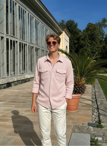 Purple Color Double Side Patch Pocket Knitted Shirt