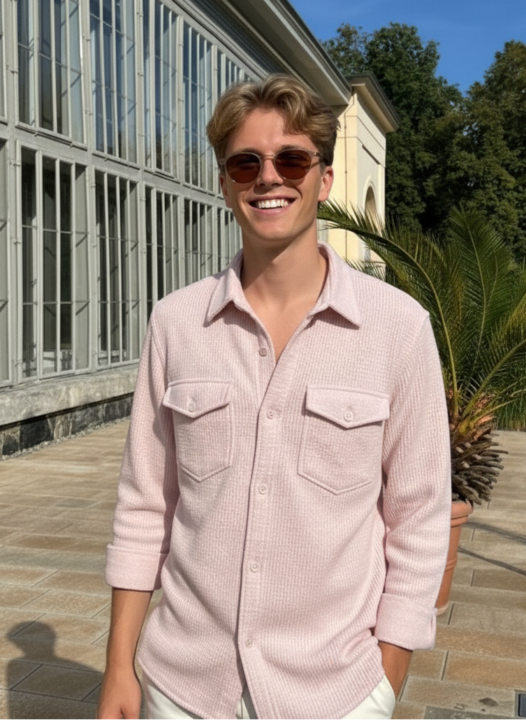 Purple Color Double Side Patch Pocket Knitted Shirt