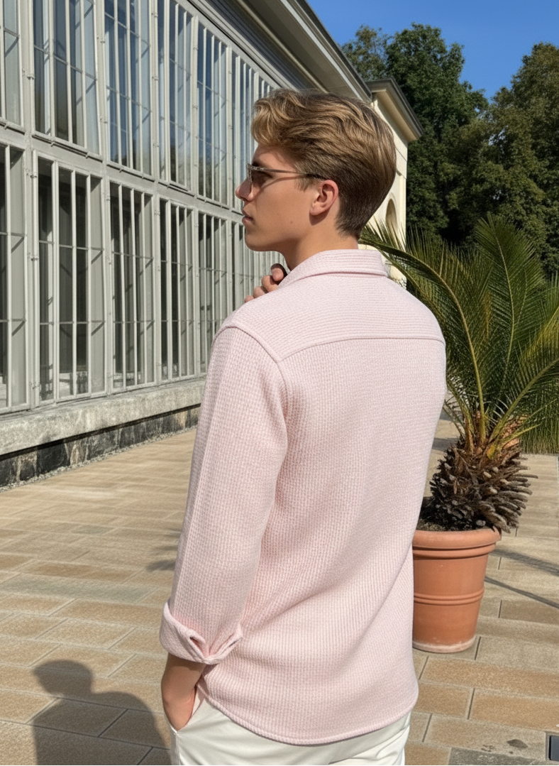 Purple Color Double Side Patch Pocket Knitted Shirt