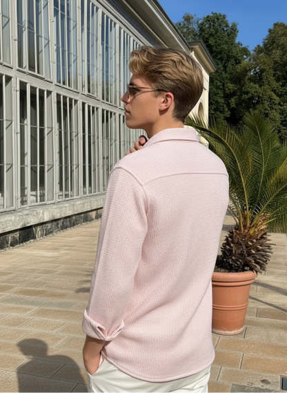 Purple Color Double Side Patch Pocket Knitted Shirt