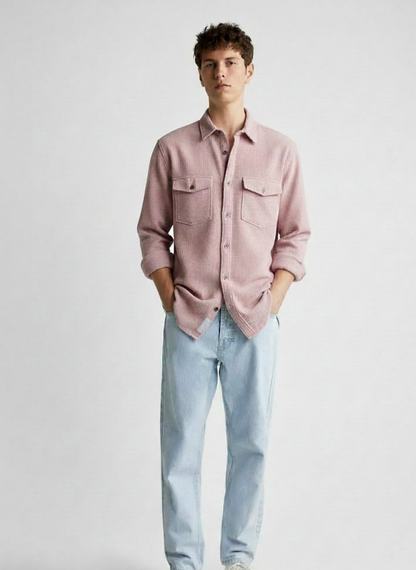 Purple Color Double Side Patch Pocket Knitted Shirt