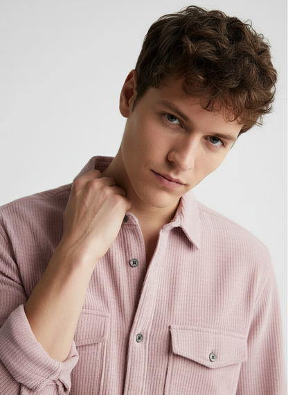 Purple Color Double Side Patch Pocket Knitted Shirt