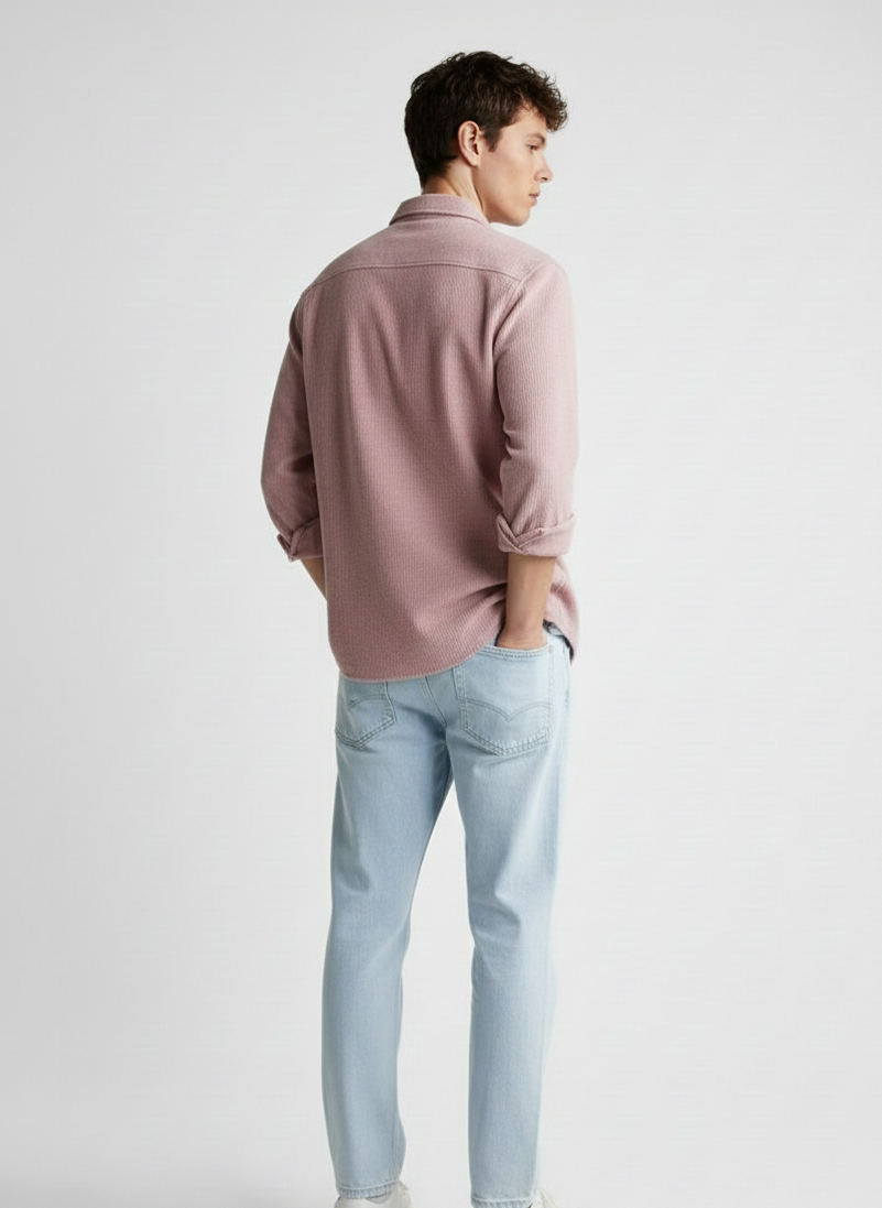 Purple Color Double Side Patch Pocket Knitted Shirt