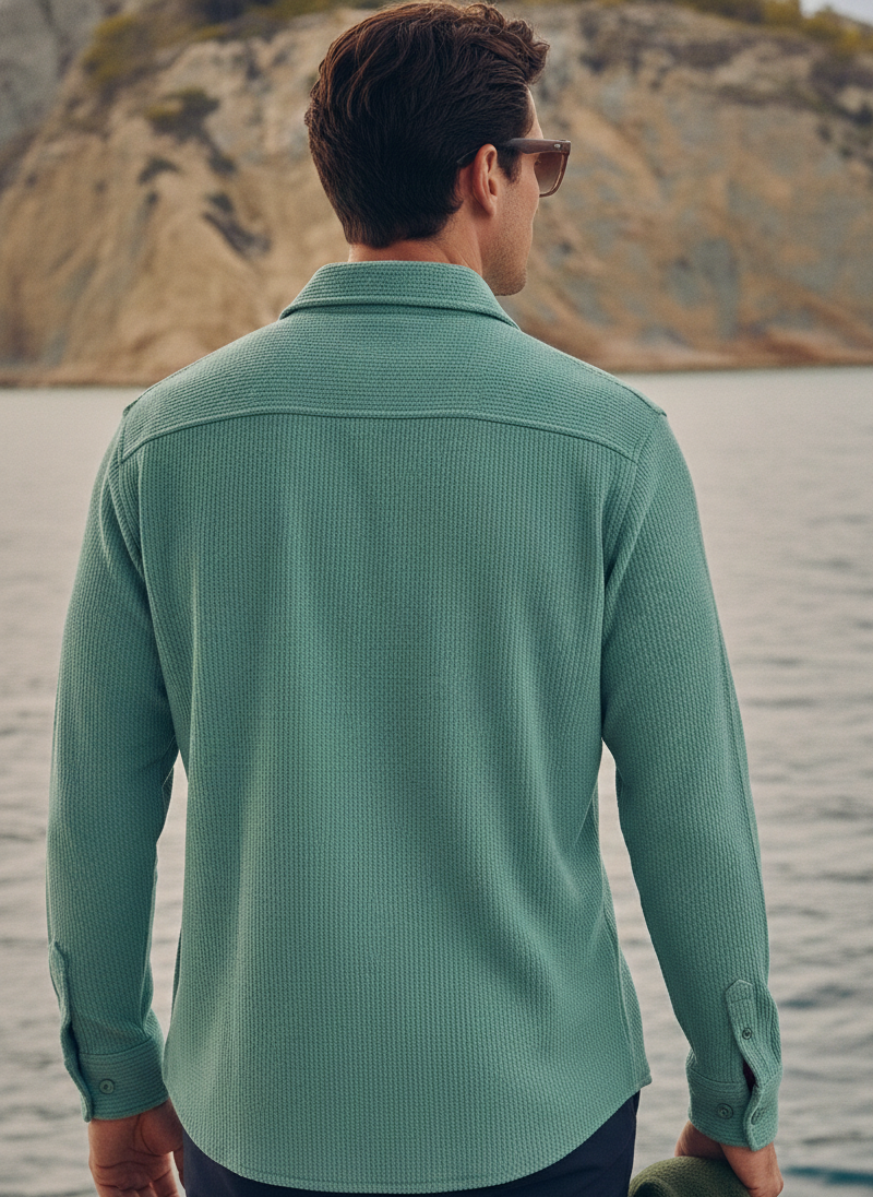 Sea Green Color Jacquard Shirt