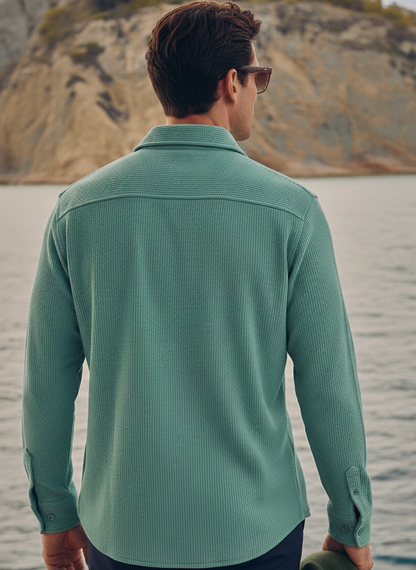 Sea Green Color Jacquard Shirt