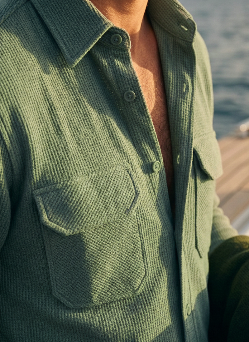 Sea Green Color Jacquard Shirt