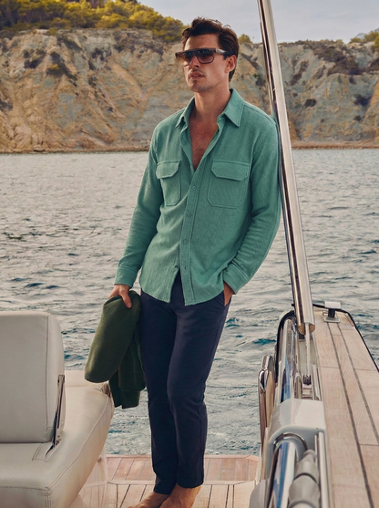 Sea Green Color Jacquard Shirt