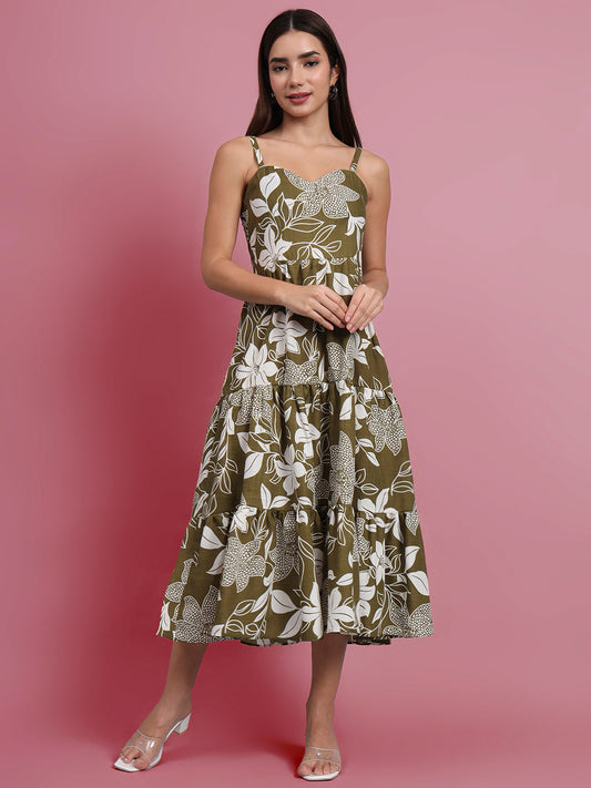 Shoulder Straps Floral Print Dress