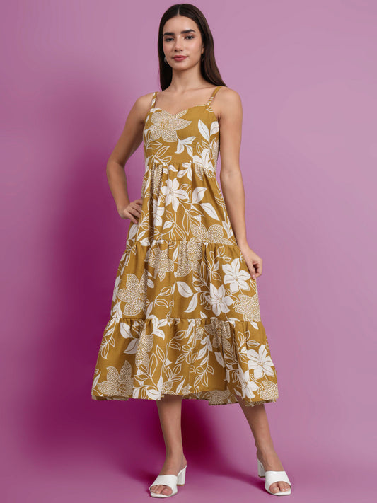 Shoulder Straps Floral Print Dress