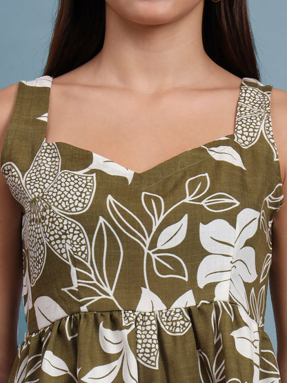 Floral Print Waist Top and Tunics
