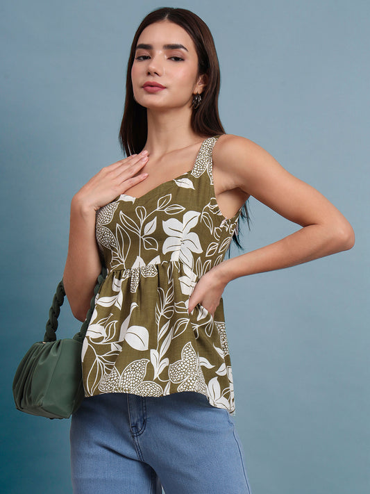 Floral Print Waist Top and Tunics