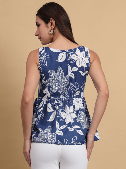 Floral Print Waist Top and Tunics