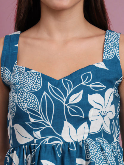 Floral Print Waist Top and Tunics