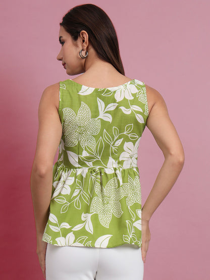 Floral Print Waist Top and Tunics