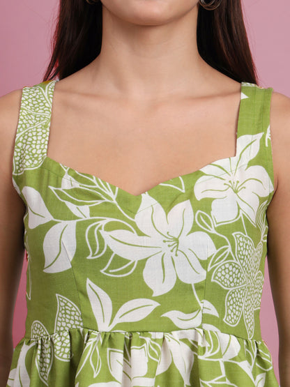 Floral Print Waist Top and Tunics