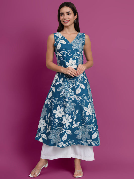 Floral Print Kurta and Plazo Set