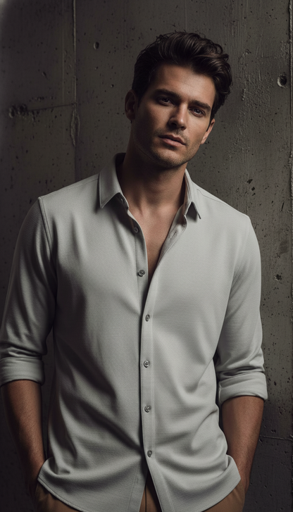 Regular Fit Khadi Color Lycra Shirt