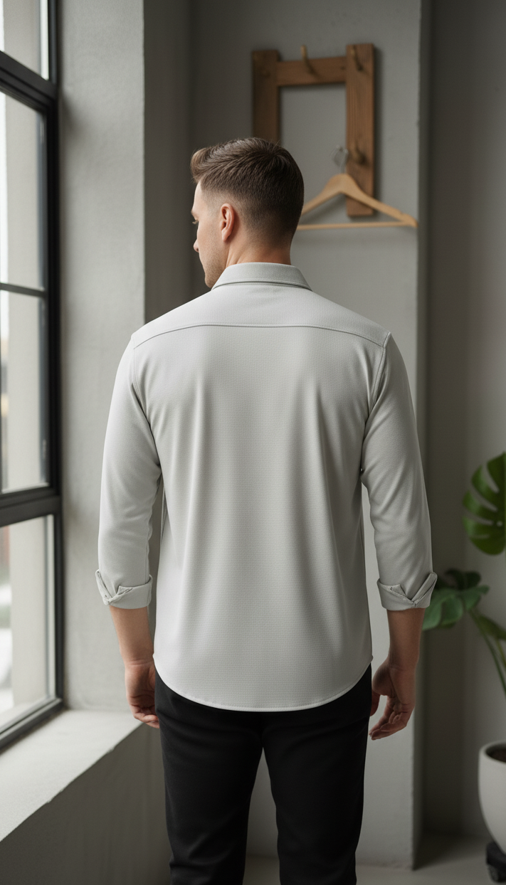 Regular Fit Khadi Color Lycra Shirt