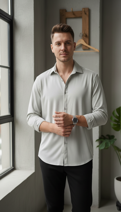 Regular Fit Khadi Color Lycra Shirt