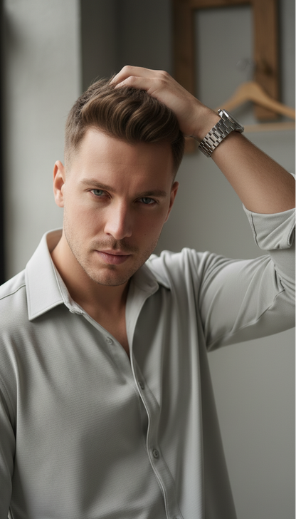 Regular Fit Khadi Color Lycra Shirt