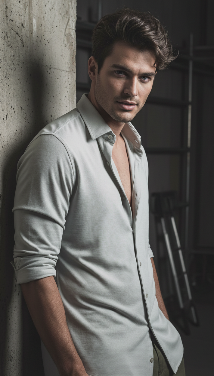 Regular Fit Khadi Color Lycra Shirt