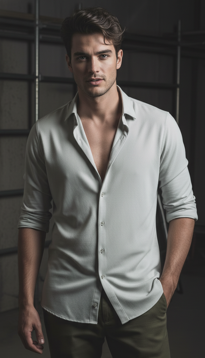 Regular Fit Khadi Color Lycra Shirt